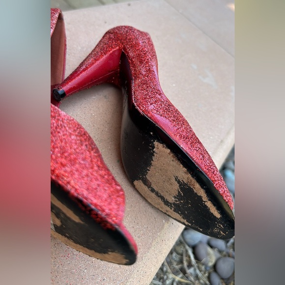 Wizard of oz Dorothy red glitter heels cosplay Marc Jacob’s peep toe kitten heel - Picture 5 of 6